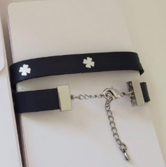 Dior Clover Silvertone Dark Blue Adjustable Bracelet - Picture 8 of 9